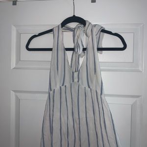 Blue and white striped backless dress